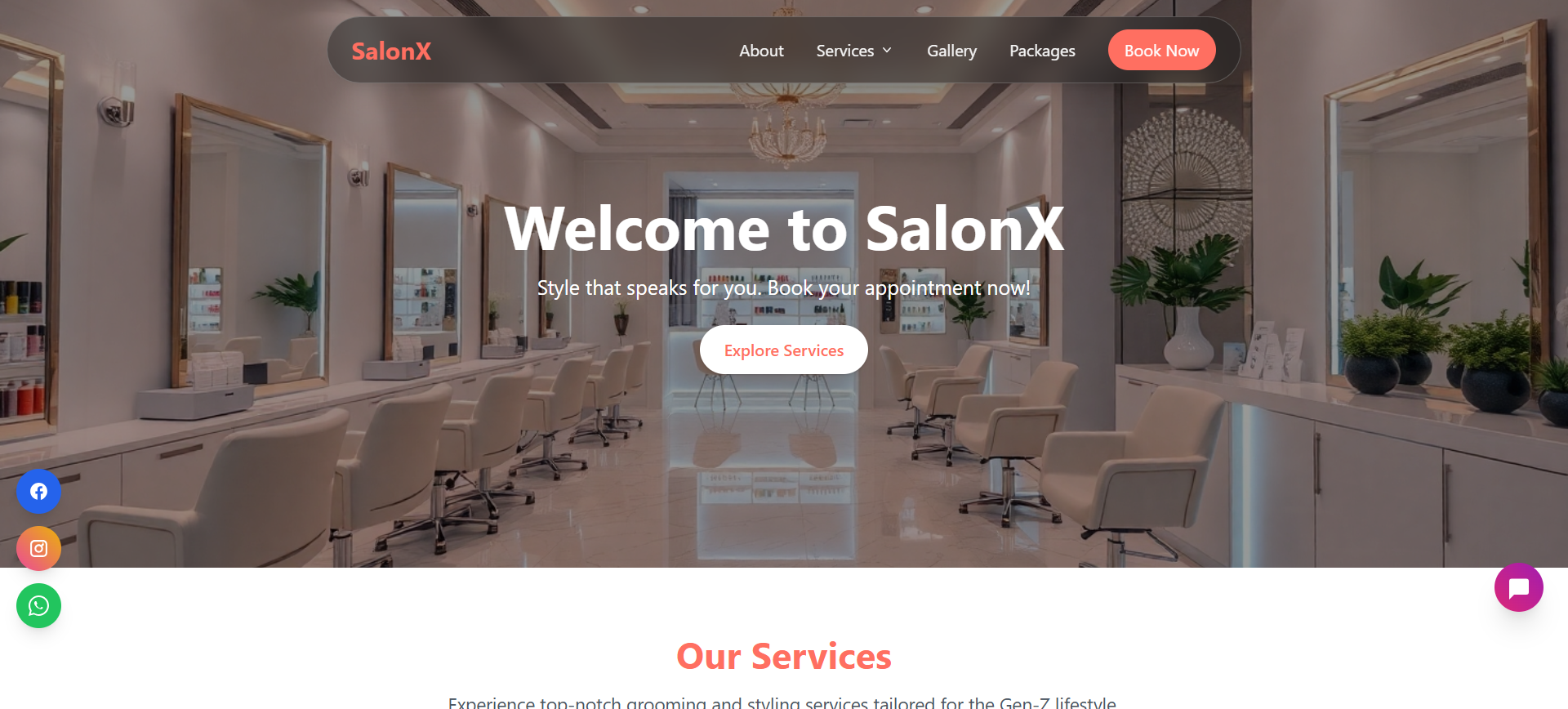 Salon Website Preview